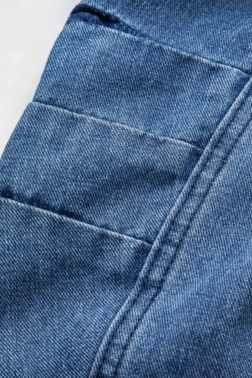 MICAS Outerwear|Outerwear-Denim Patchwork Button Round Neck Pocket Outerwear DARK WASH BLUE