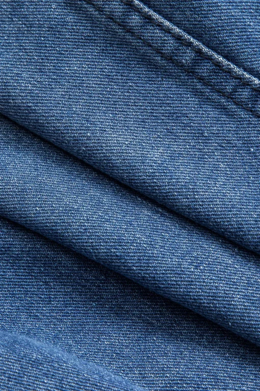 MICAS Outerwear|Outerwear-Denim Patchwork Button Round Neck Pocket Outerwear DARK WASH BLUE