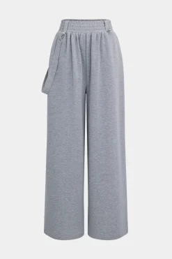 MICAS Pant Sets-Drawstrings Hooded Long-Sleeve Top And Trousers Set GRAY