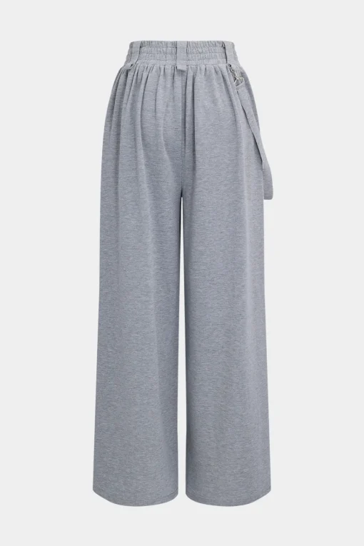 MICAS Pant Sets-Drawstrings Hooded Long-Sleeve Top And Trousers Set GRAY