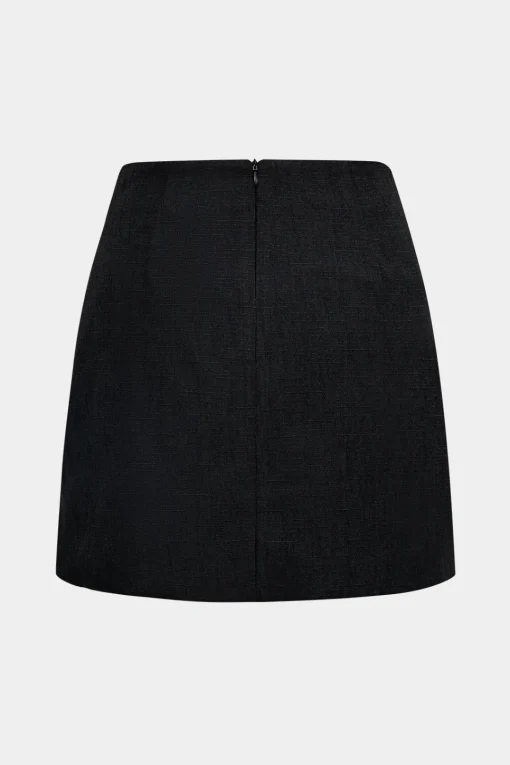 MICAS Skirts-Faux Leather Button Mini Skirt