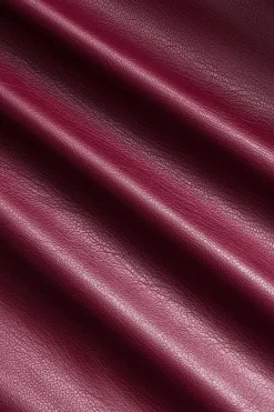 MICAS Bodysuits-Faux Leather Mesh Patchwork Sleeveless Bodysuit BURGUNDY