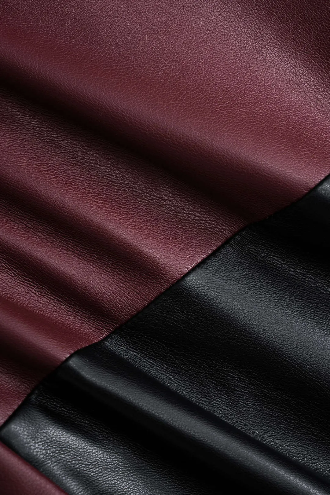 MICAS Pants-Faux Leather Patchwork Trousers Contrast Color