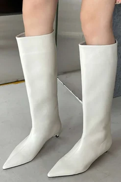 MICAS Shoes|Shoes-Faux Leather Pointed Toe Thin Heel Knee-High Mid Calf Boots