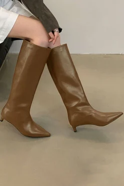 MICAS Shoes|Shoes-Faux Leather Pointed Toe Thin Heel Knee-High Mid Calf Boots