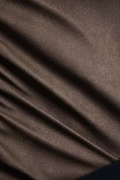 MICAS Skirts-Faux Leather Ruffle Tie-Up Patchwork Skirt BROWN