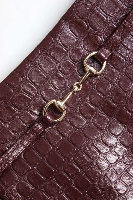 MICAS Skirts-Faux Leather Skirt BURGUNDY
