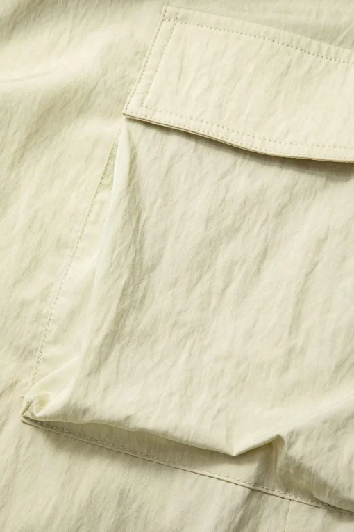 MICAS Pants-Flap Pocket Belted Ruched Straight Leg Pants IVORY