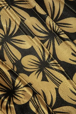 MICAS Tube Tops-Floral Print Appliques Tube Top YELLOW