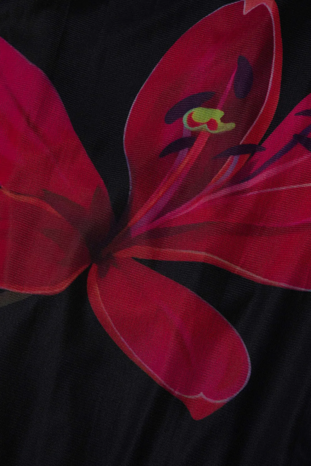 MICAS Maxi Dresses-Floral Print Backless Tie Mesh Strapless Maxi Dress BLACK