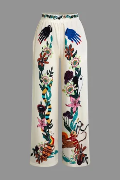 MICAS Vacation Sets|Pant Sets-Floral Print Shirt And Pants Set BEIGE
