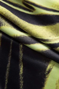 MICAS Long Sleeve Dresses|Maxi Dresses-Illusion Pattern Print Long-Sleeve Maxi Dress NEON YELLOW