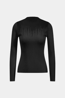 MICAS Knitwear|Knit Tops-Knit Patchwork Long Sleeve Top