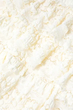 MICAS Skirt Sets-Lace Ruffle Crop Top And Skirt Set BEIGE