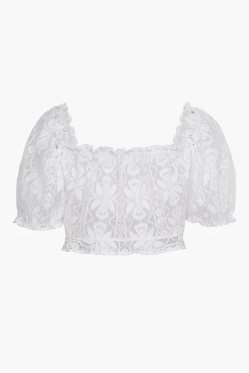 MICAS Blouses & Shirts-Lace Square Neck Buttons Down Shirt OPTICAL WHITE