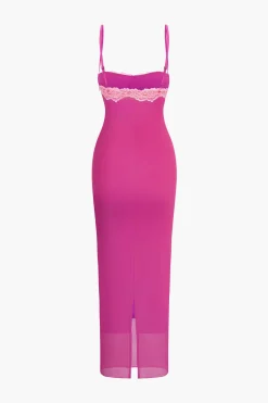 MICAS Midi Dresses-Lace Trim Cami Midi Dress