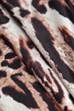 MICAS Jumpsuits & Rompers-Leopard Print Long Sleeve Bodycon Romper BROWN