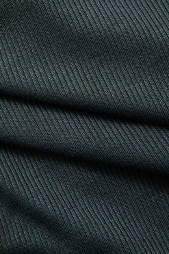 MICAS Skirt Sets-Letter Embroidered Rib Knit Stand Collar Zipper Crop Cardigan And Pleated Mini Skirt Set GRAY