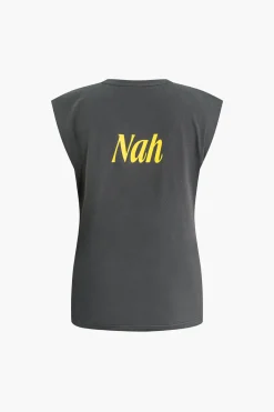 MICAS T-Shirts-Letter Print Sleeveless T-shirt