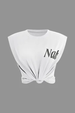 MICAS T-Shirts-Letter Print Sleeveless T-shirt