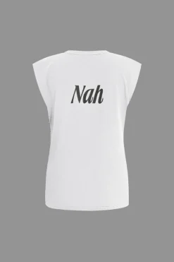 MICAS T-Shirts-Letter Print Sleeveless T-shirt