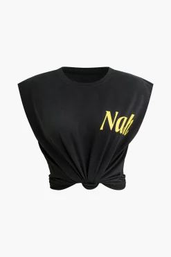 MICAS T-Shirts-Letter Print Sleeveless T-shirt