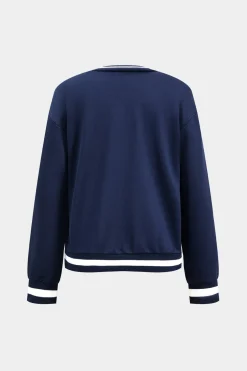 MICAS Skirt Sets-Letter Print Top And Pleated Skirt Set DARK BLUE