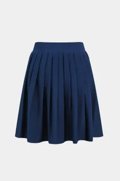 MICAS Skirt Sets-Letter Print Top And Pleated Skirt Set DARK BLUE