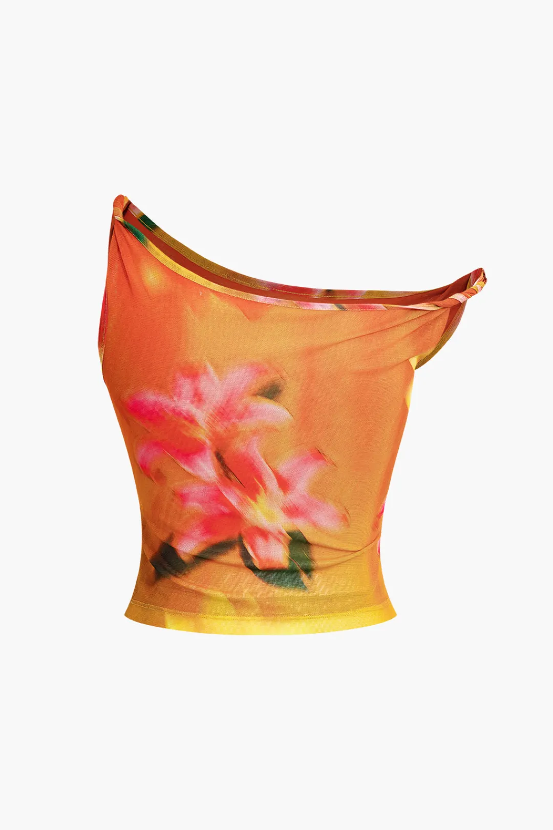 MICAS Tank Tops & Cami-Lily Print Asymmetric Crop Tank Top MULTICOLOR