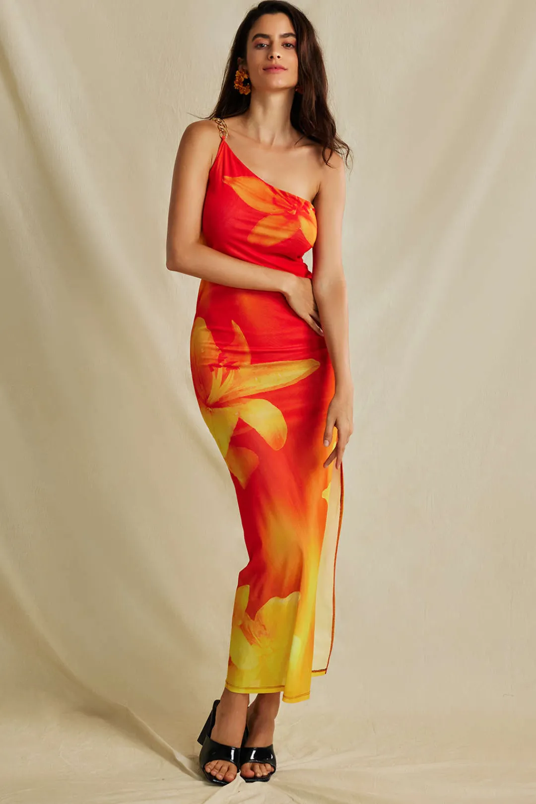 MICAS Maxi Dresses-Lily Print Asymmetric One Shoulder Maxi Dress MULTICOLOR