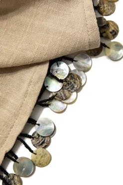 MICAS Skirts-Linen Disc Tassel Skirt BEIGE