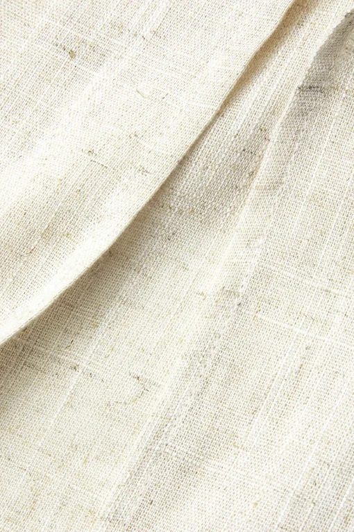 MICAS Midi Dresses-Linen Ruched Slit Midi Dress BEIGE