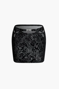 MICAS Skirt Sets-Long Sleeve Top And Cut Out Skirt Set BLACK