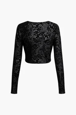 MICAS Skirt Sets-Long Sleeve Top And Cut Out Skirt Set BLACK