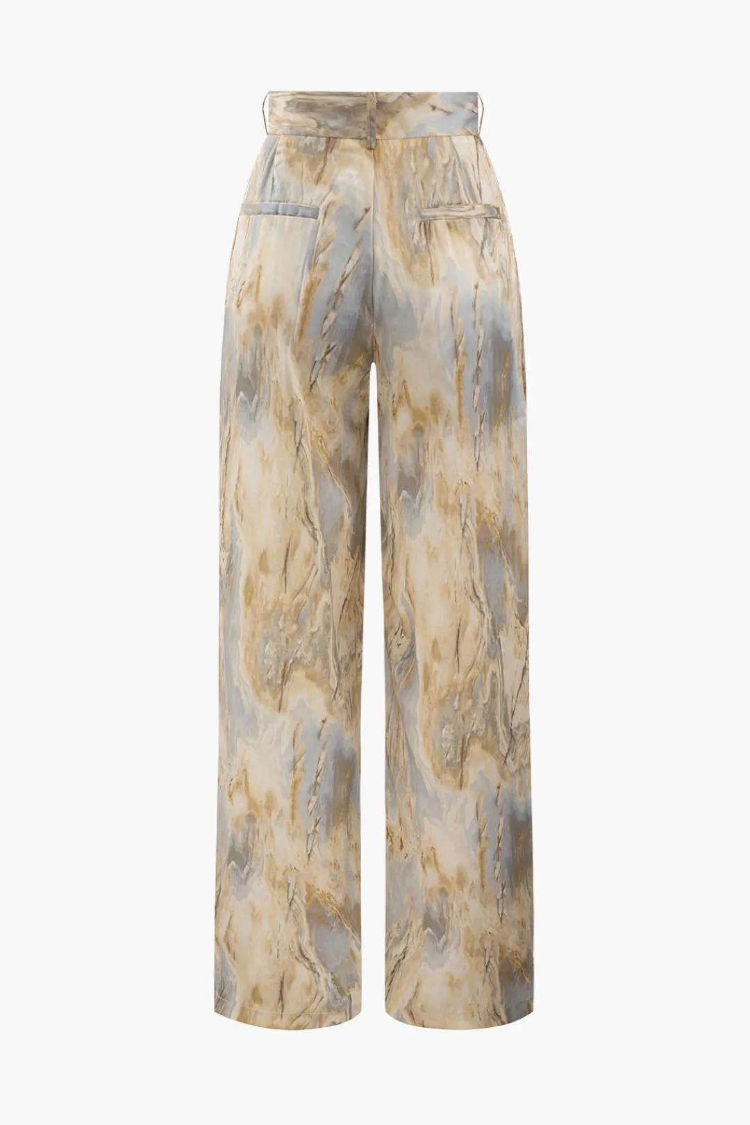 MICAS Pants-Marble Print High Waisted Full-length Straight Leg Pants