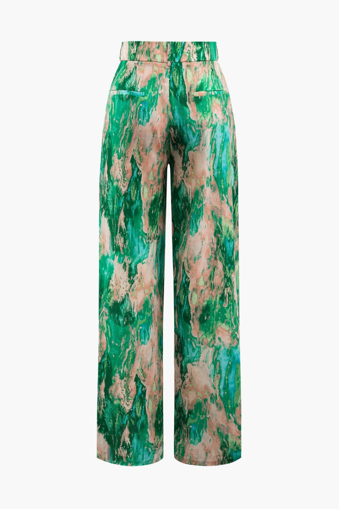 MICAS Pants-Marble Print High Waisted Full-length Straight Leg Pants