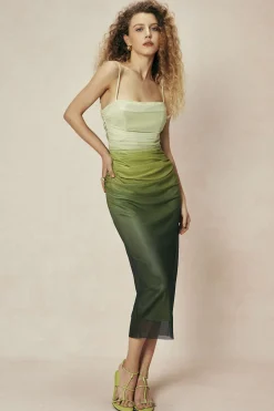 MICAS Maxi Dresses-Mesh Ruched Cami Maxi Dress