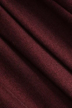 MICAS Mini Dresses-Metallic Button Sleeveless Round Neck Mini Dress BURGUNDY