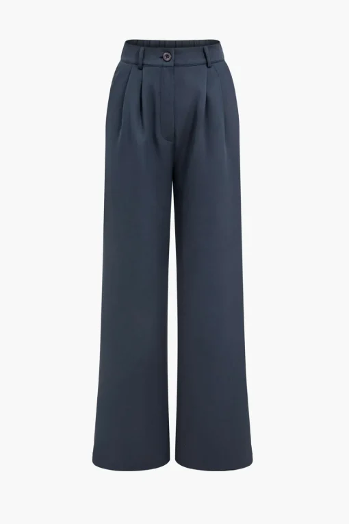 MICAS Blazers|Pant Sets-Notched Lapel Blazer And High Waist Trousers Set DARK GRAY