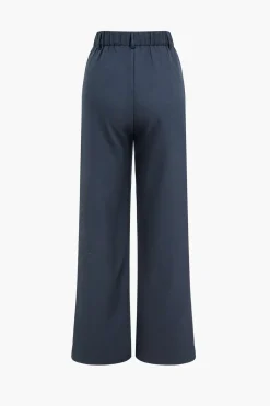 MICAS Blazers|Pant Sets-Notched Lapel Blazer And High Waist Trousers Set DARK GRAY