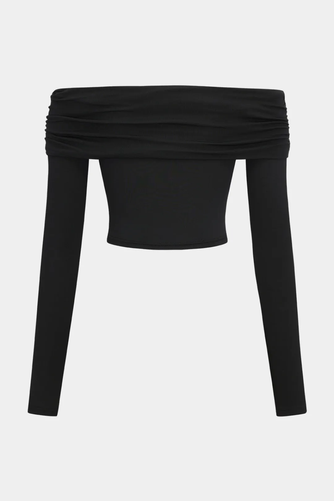 MICAS Skirt Sets-Off Shoulder Long Sleeve Top And Skirt Set BLACK