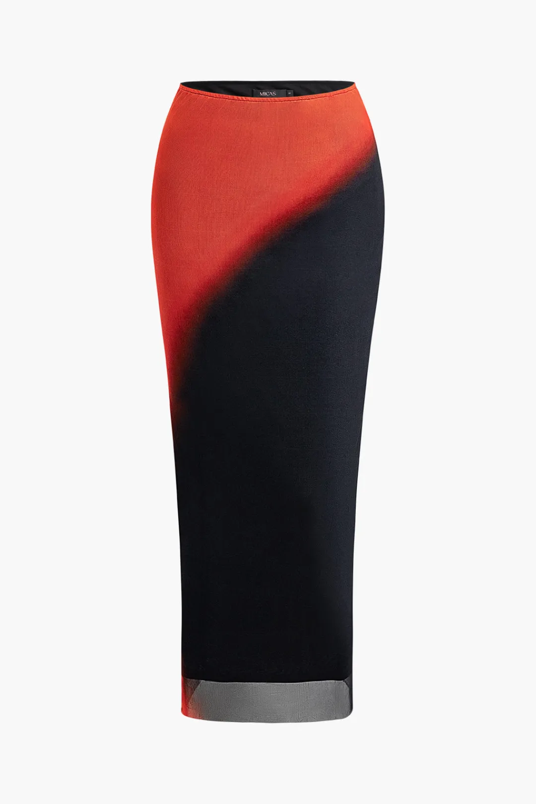 MICAS Skirts-Ombre Mesh Midi Skirt Contrast Color