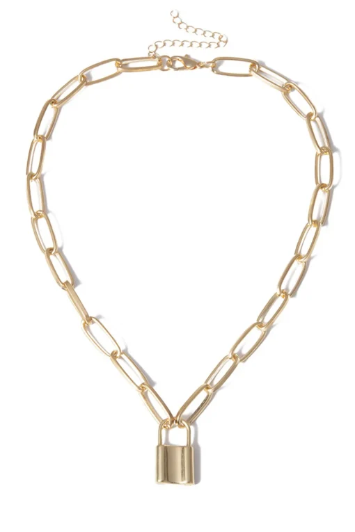 MICAS Necklaces|Accessories-Padlock Link Chain Necklace GOLD