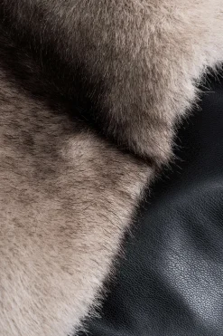 MICAS Tube Tops-Patchwork Faux Leather Strapless Tube Top BLACK