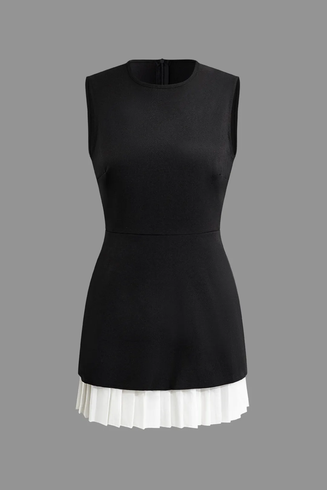 MICAS Mini Dresses-Patchwork Pleated Hem Tank Mini Dress