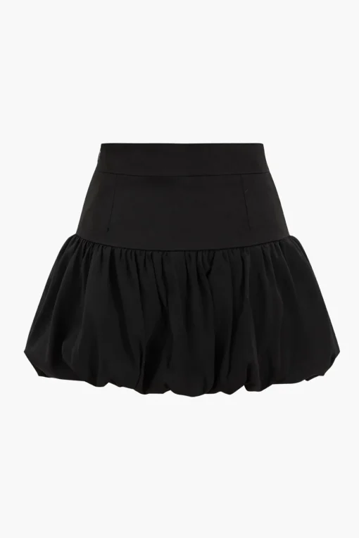 MICAS Skirts-Pleated Button Puff Mini Skirt BLACK