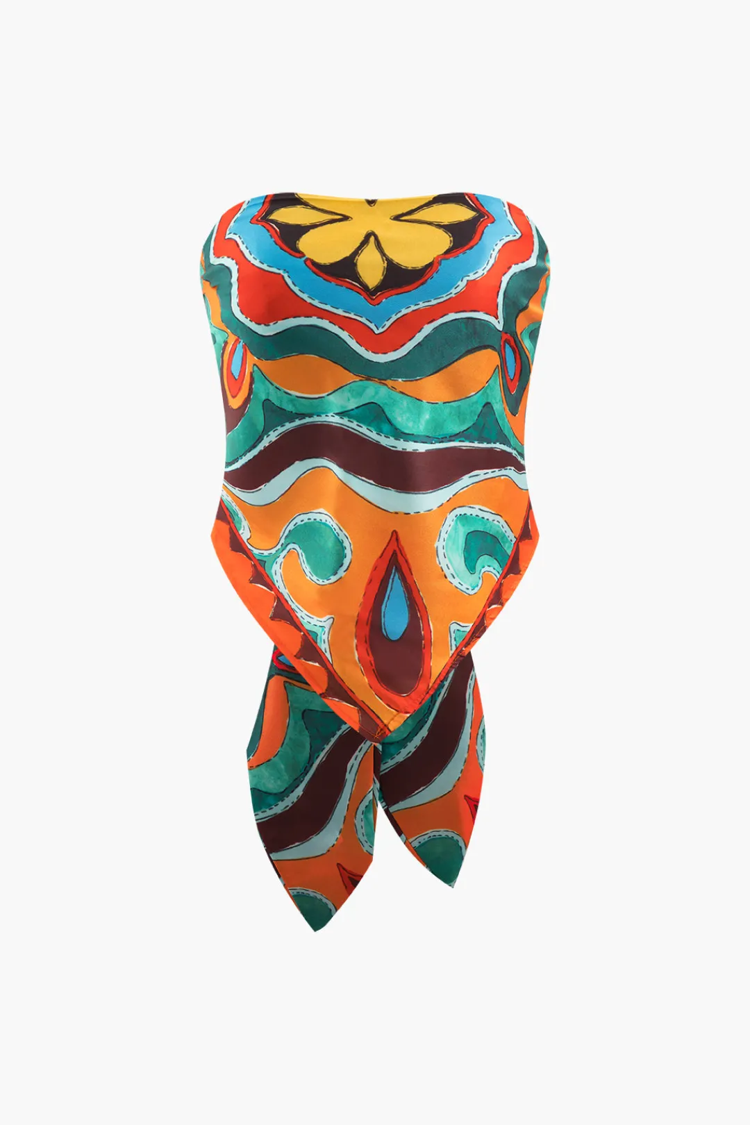 MICAS Tube Tops-Printed Strappy Scarf Top MULTICOLOR