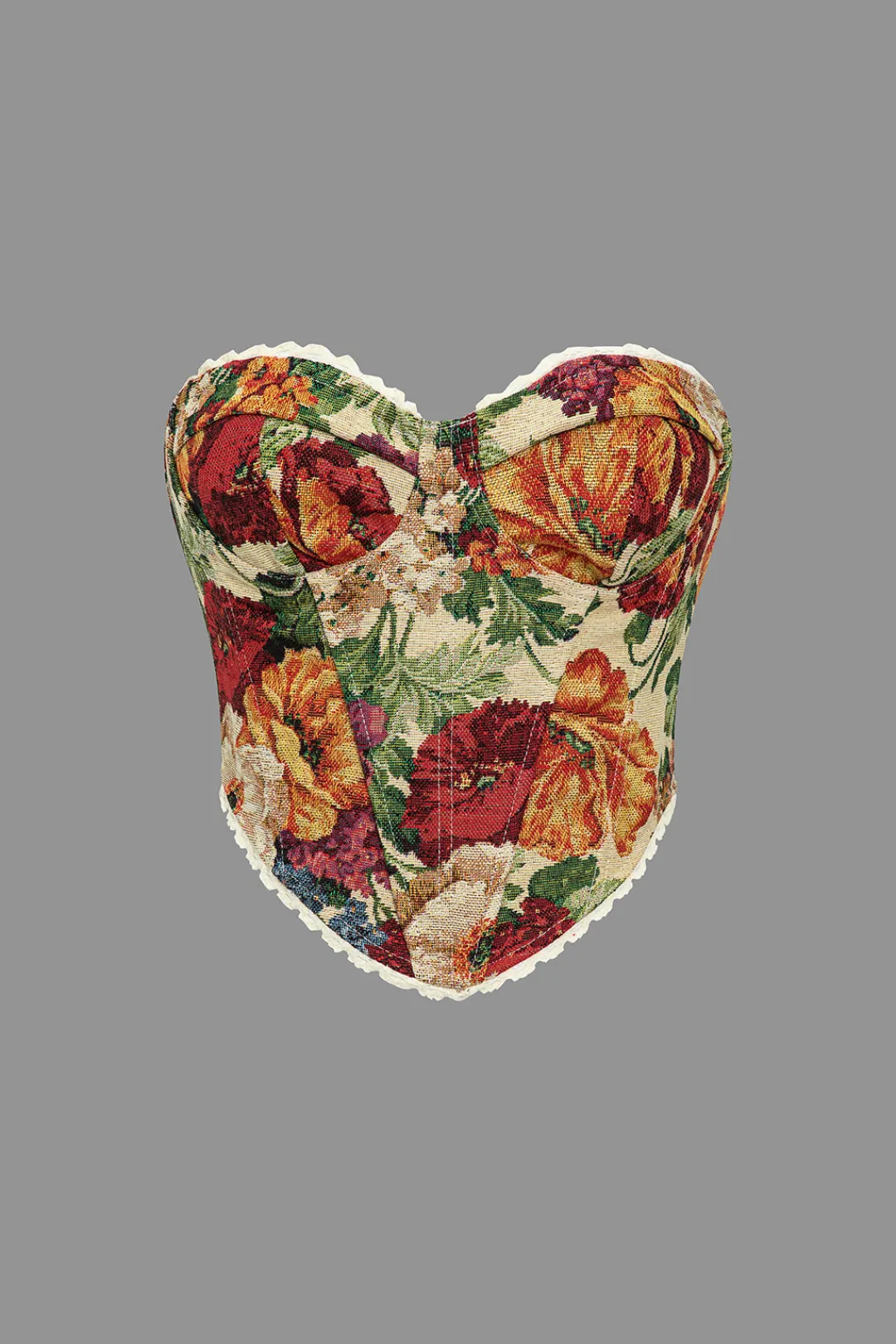 MICAS Tube Tops-Retro Floral PatternTie-Up Tube Top MULTICOLOR