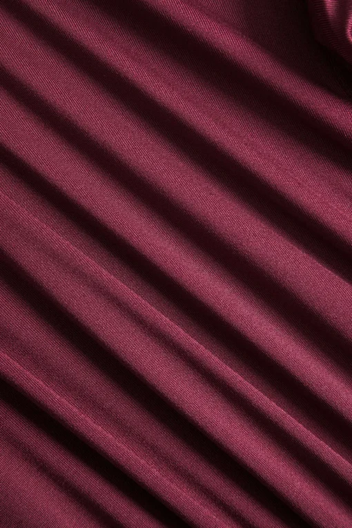 MICAS Mini Dresses|Long Sleeve Dresses-Ruched Long Sleeve Retro Mini Dress BURGUNDY