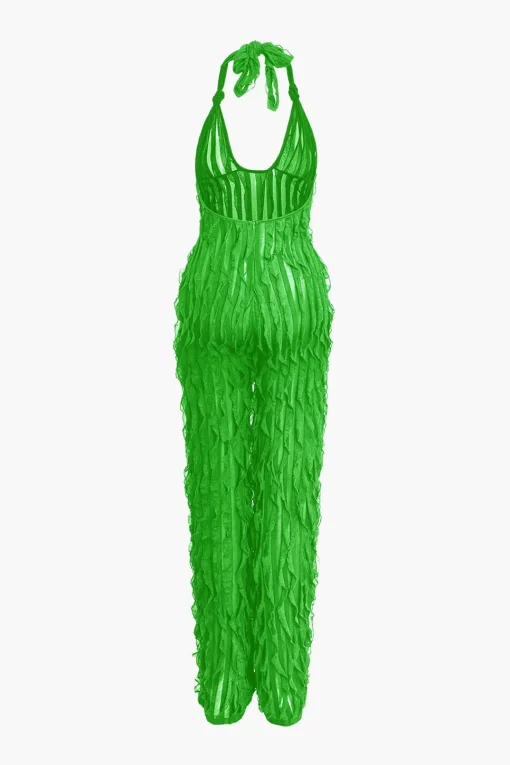 MICAS Jumpsuits & Rompers-Ruffle Knot Halter Backless Jumpsuit